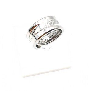 Vintage Mod Spoon Wrap Ring, Etched Stainless Bypass Ring, Unique Gift